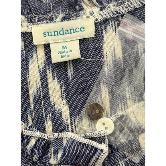 Sundance Isabel Ikat Shirt Dress Embroidered Short Sleeve Blue White Size M NEW - Picture 5 of 8